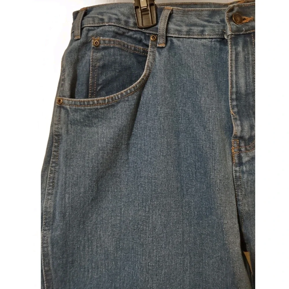 Mission Ridge Jeans Men's 38x32 Rugged Denim Workwear Blue Straight Leg 5 Pocket
